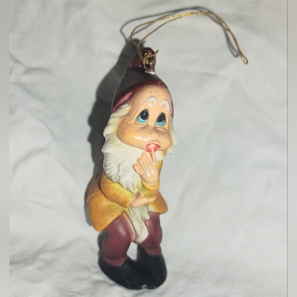 Vintage Snow White Dwarf Gnome Christmas Ornament 2 7/8" Hong Kong